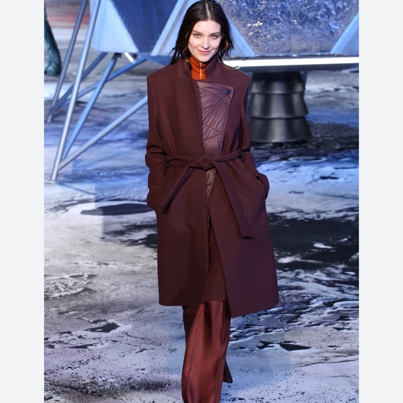 H&M Studio Collection Burgundy Wool and Quilted Puffer Coat 8 Medium - Picture 9 of 9